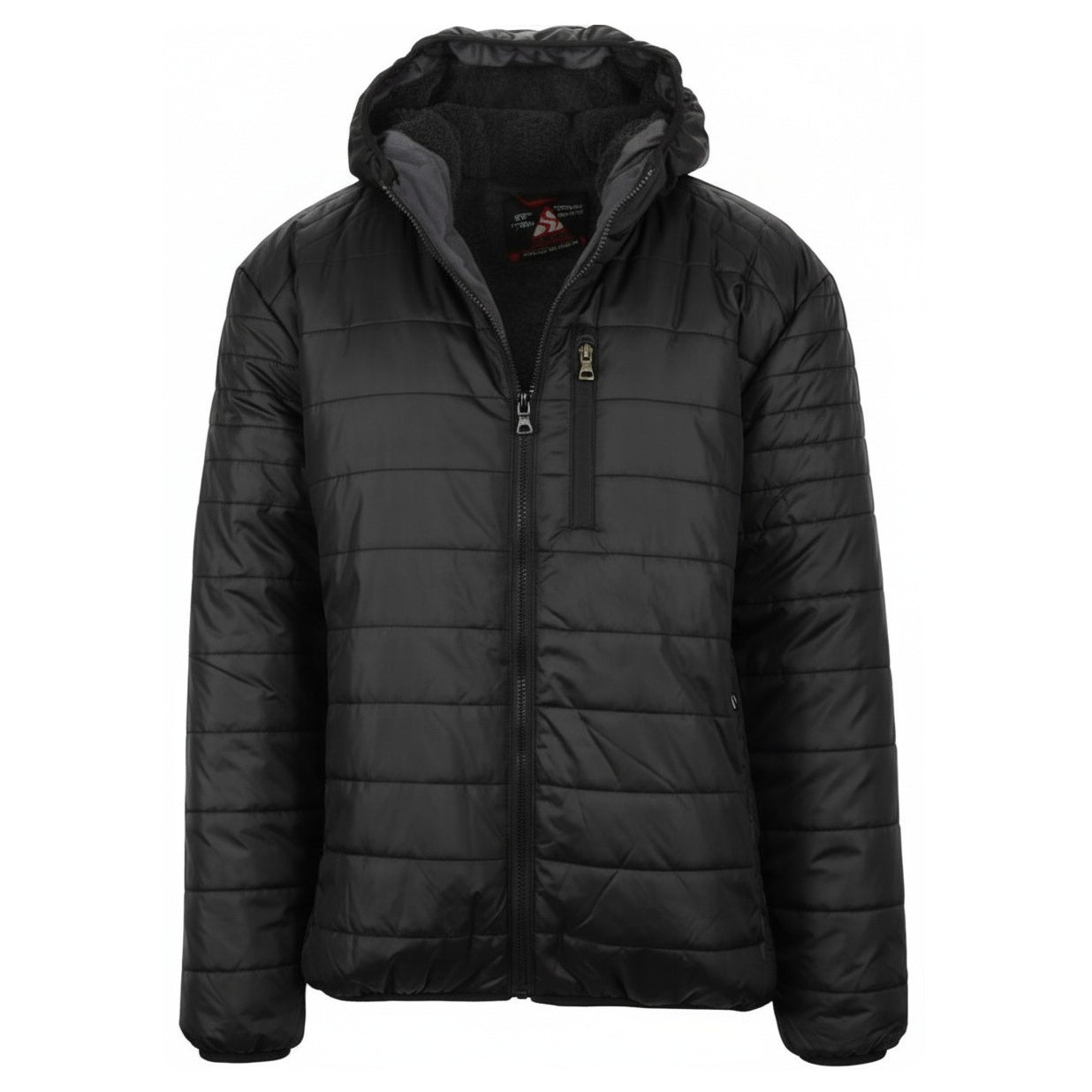 12 Pack Adult Bubble Jacket with Sherpa Lining in Black