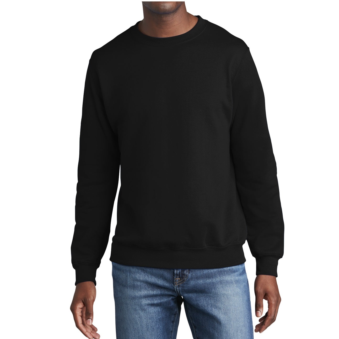 24 Pack Men's Fleece Crewneck Sweatshirt in Black