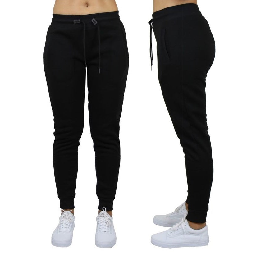 Wholesale Women's Fleece Jogger Sweatpants in Black