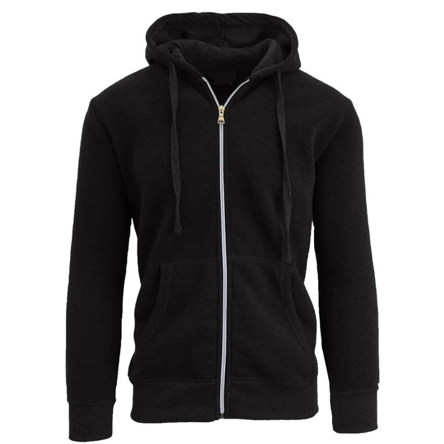 24 Pack Men's Fleece Zip Up Hoodie Sweatshirt in Black
