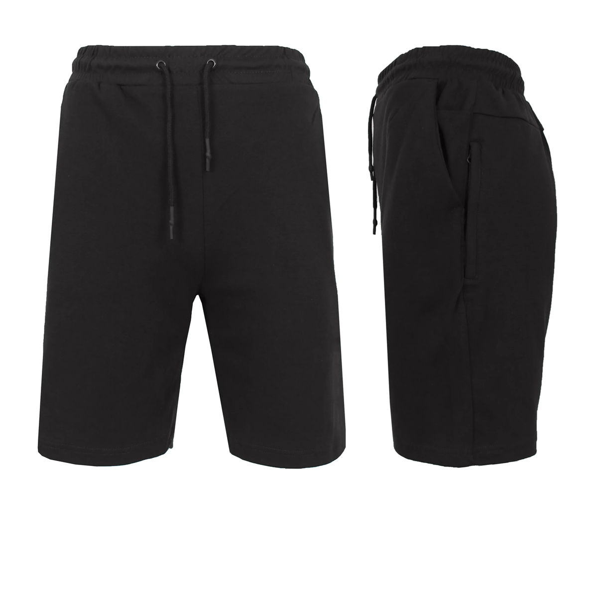24 Pack Men's Lightweight Fleece Shorts with Zippered Pockets - Black