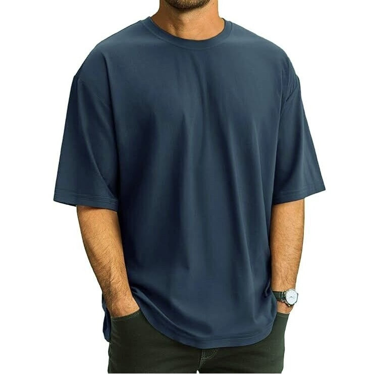 24 Pack Men's Oversized Drop T-Shirt in Blue