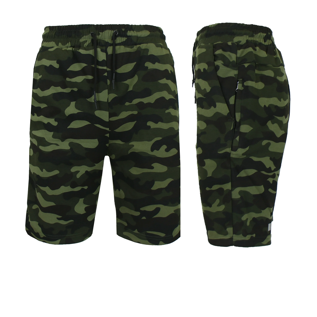 24 Pack Men's Lightweight Fleece Shorts with Zippered Pockets - Camo