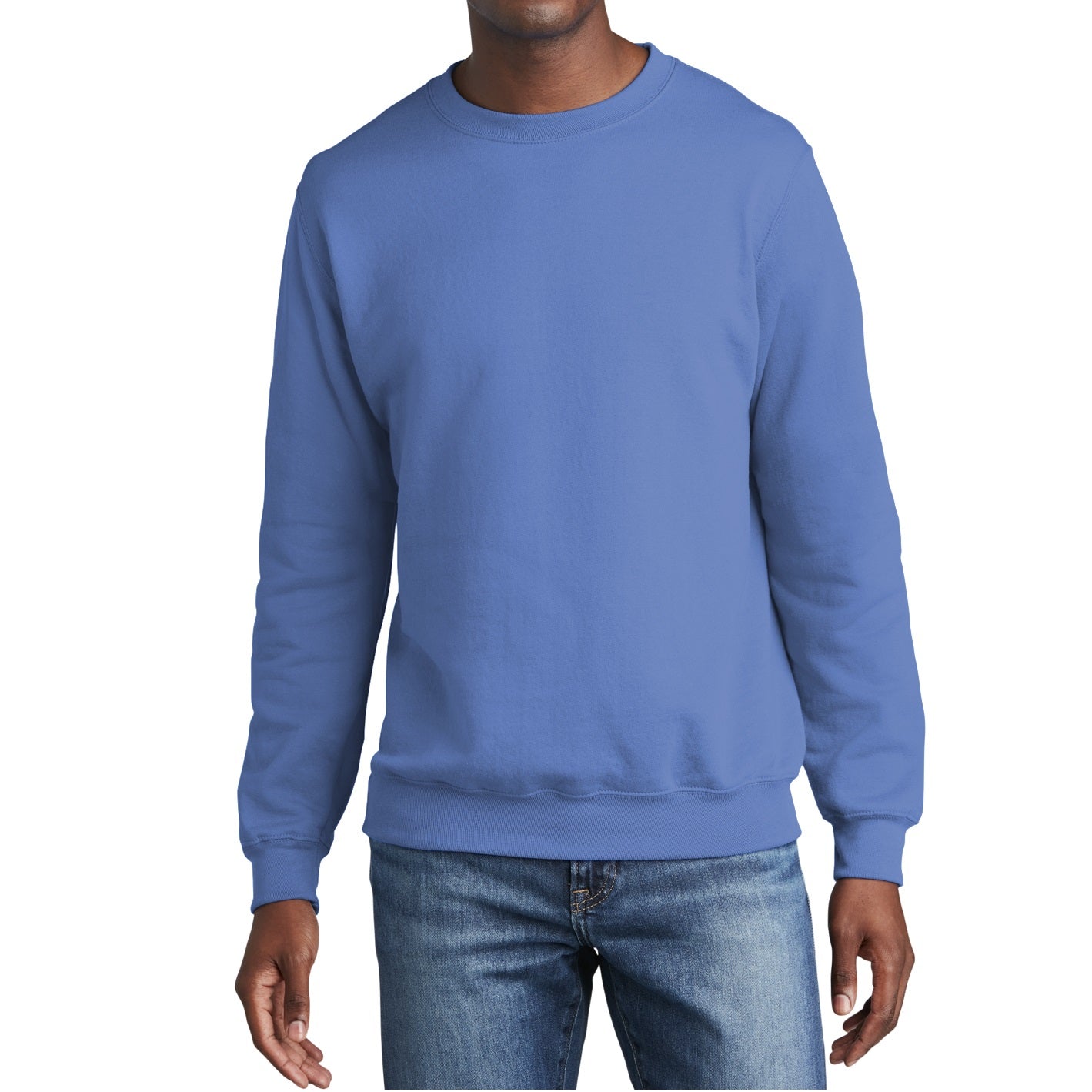 24 Pack Men's Fleece Crewneck Sweatshirt in Carolina Blue