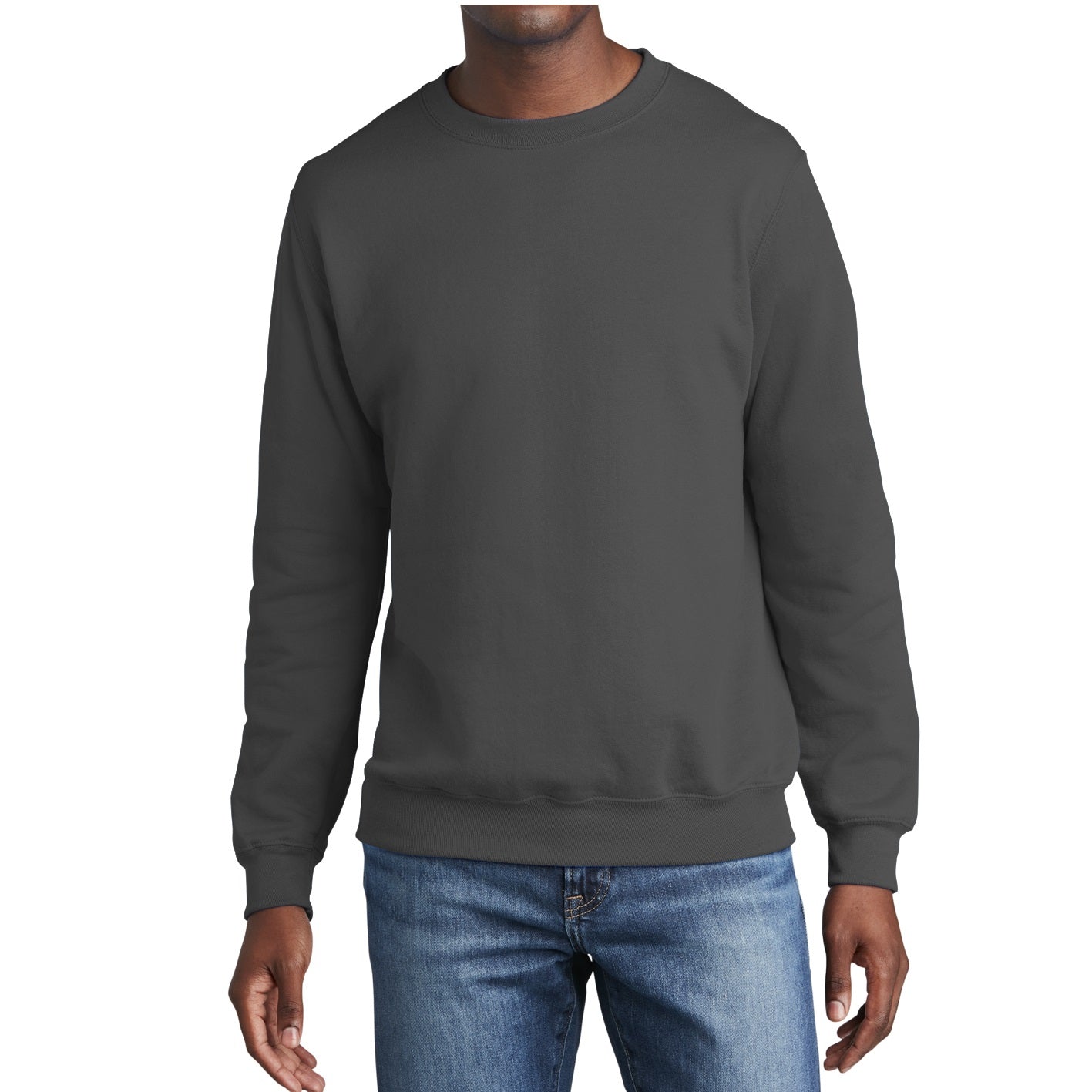 24 Pack Men's Fleece Crewneck Sweatshirt in Charcoal