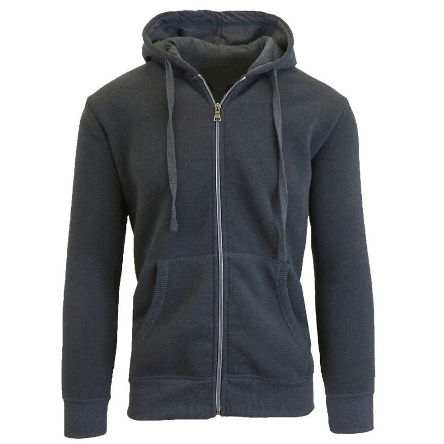 24 Pack Men's Fleece Zip Up Hoodie Sweatshirt in Charcoal
