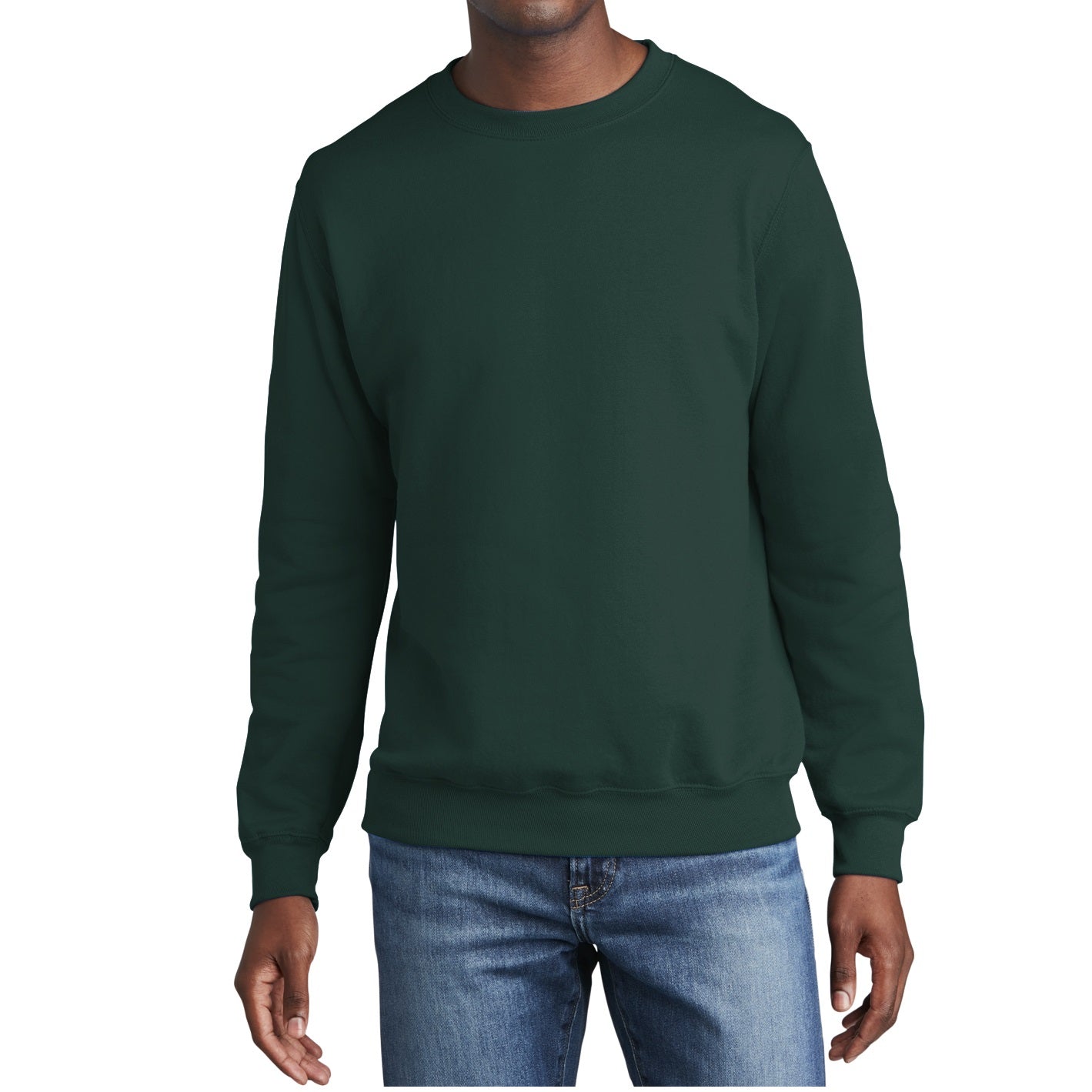 24 Pack Men's Fleece Crewneck Sweatshirt in Dark Green