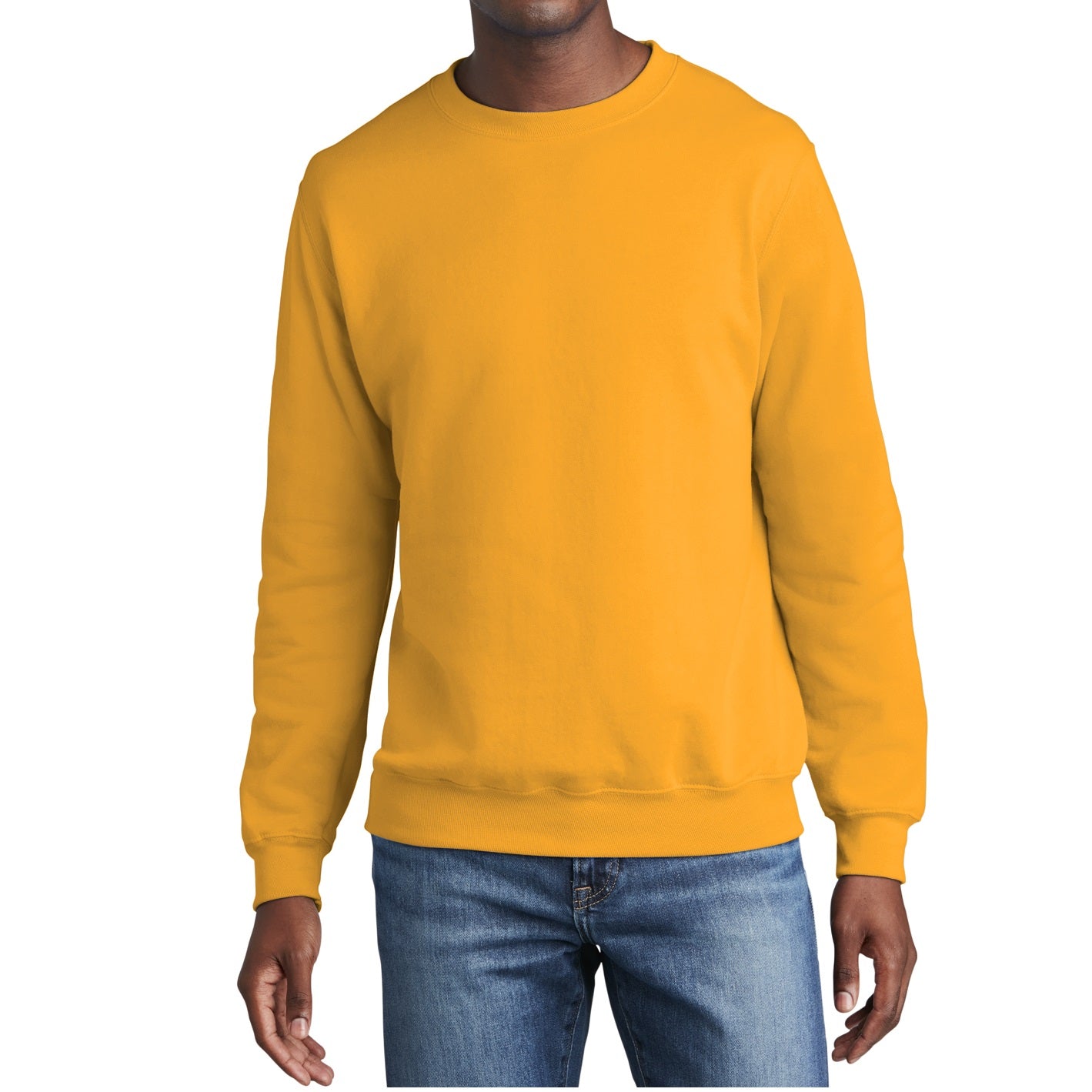 24 Pack Men's Fleece Crewneck Sweatshirt in Gold