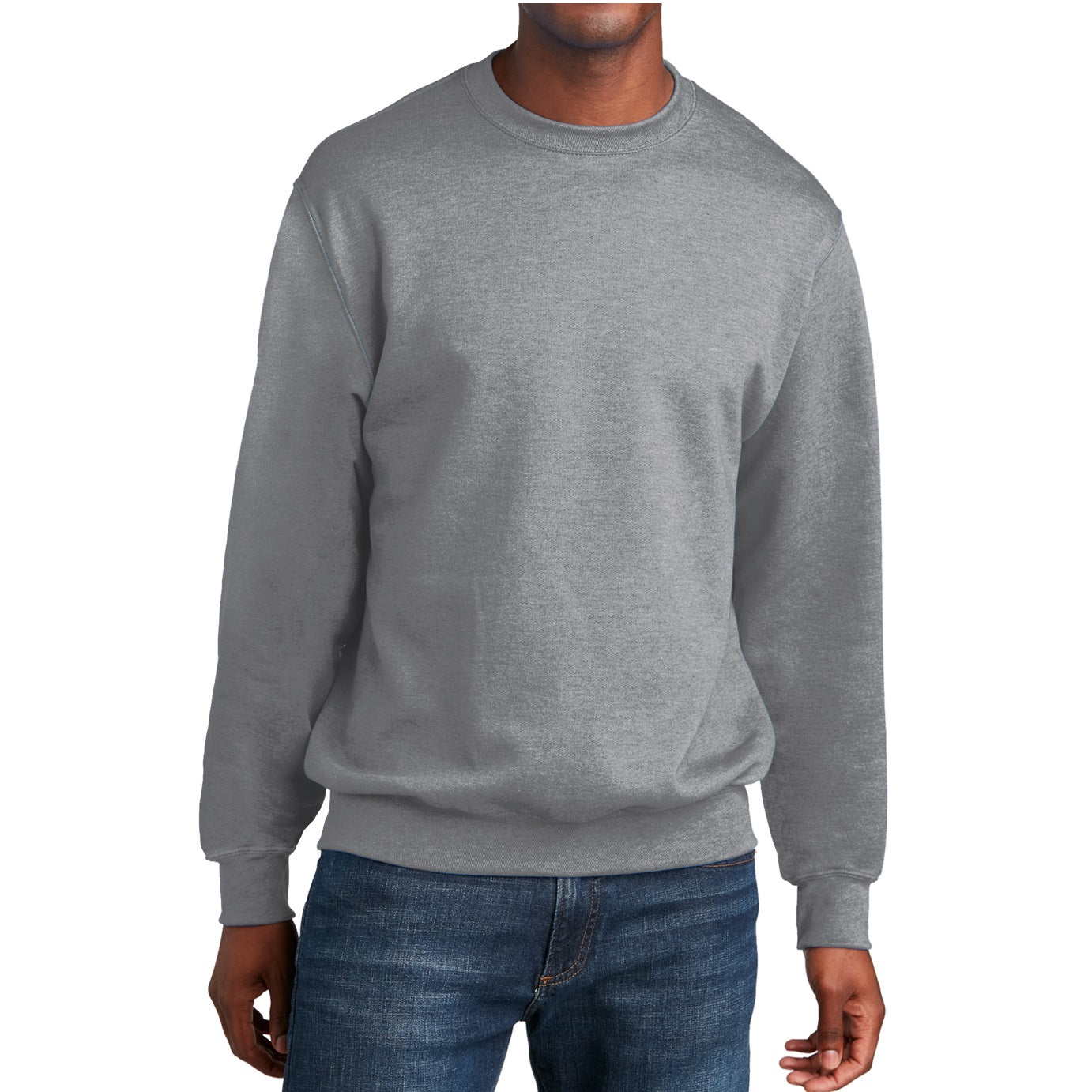 24 Pack Men's Fleece Crewneck Sweatshirt in Heather Grey