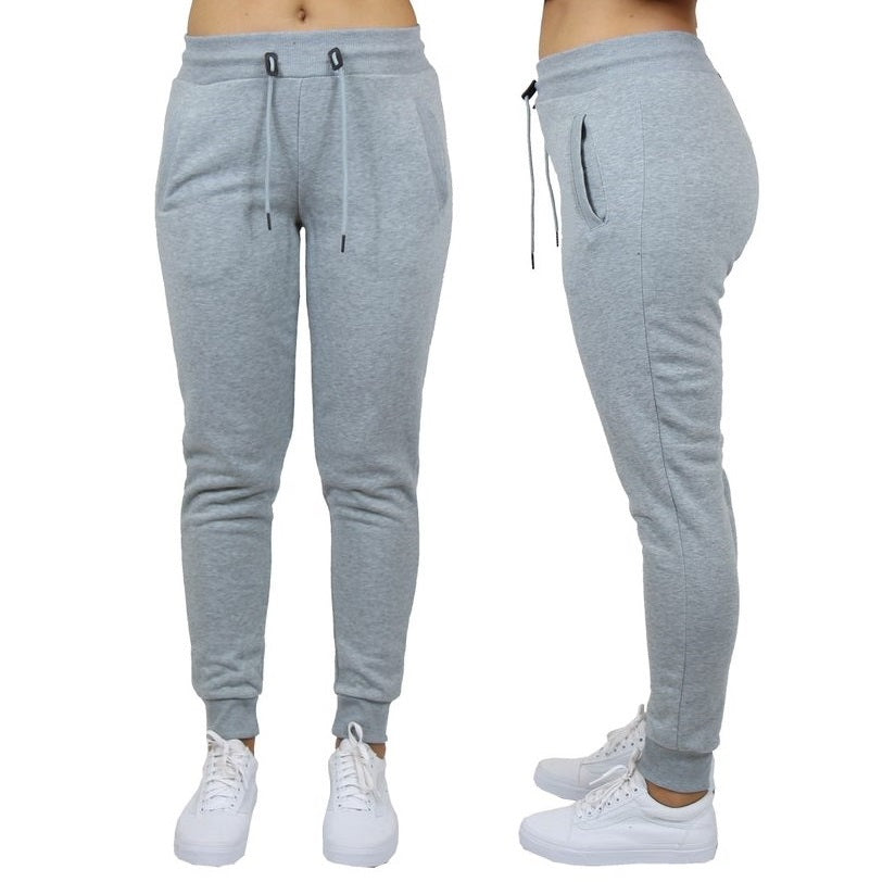 Wholesale Women's Fleece Jogger Sweatpants in Grey