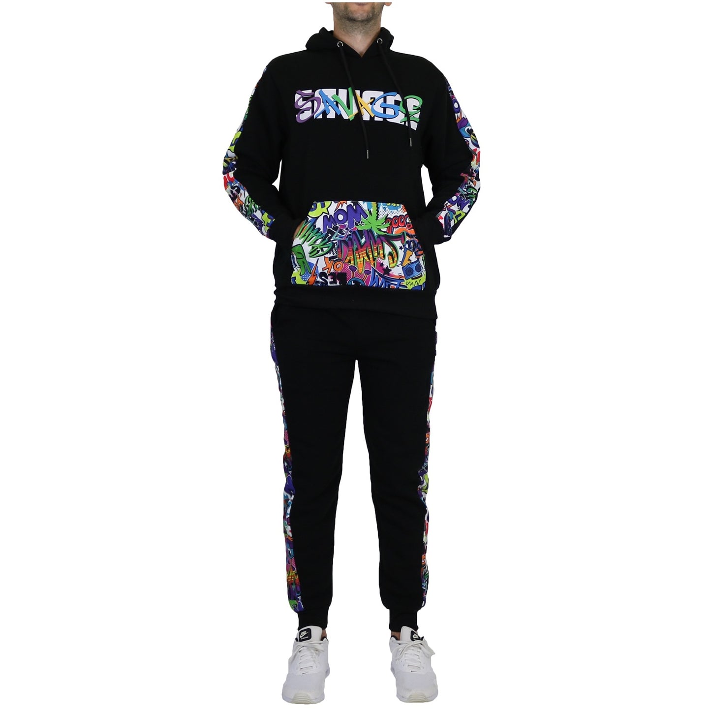 12 Pack Graffiti Hoodie & Jogger Set - Black