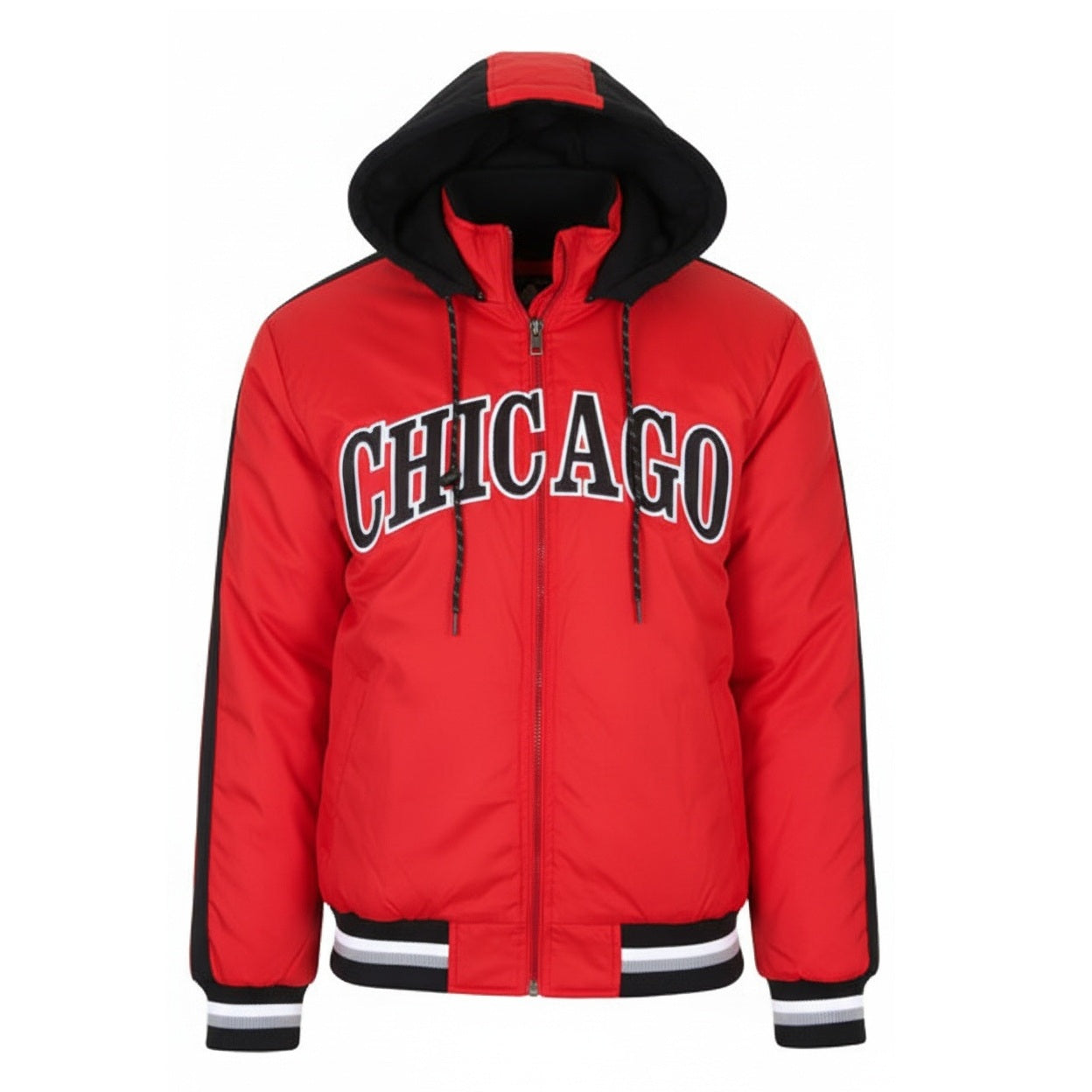 12 Pack Adult Jacket with Removable Hood & Fleece Lining in Red – Chicago
