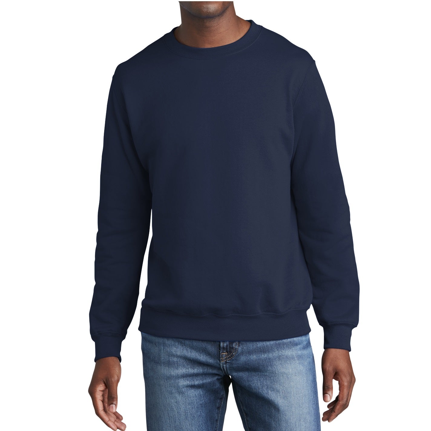 24 Pack Men's Fleece Crewneck Sweatshirt in Navy