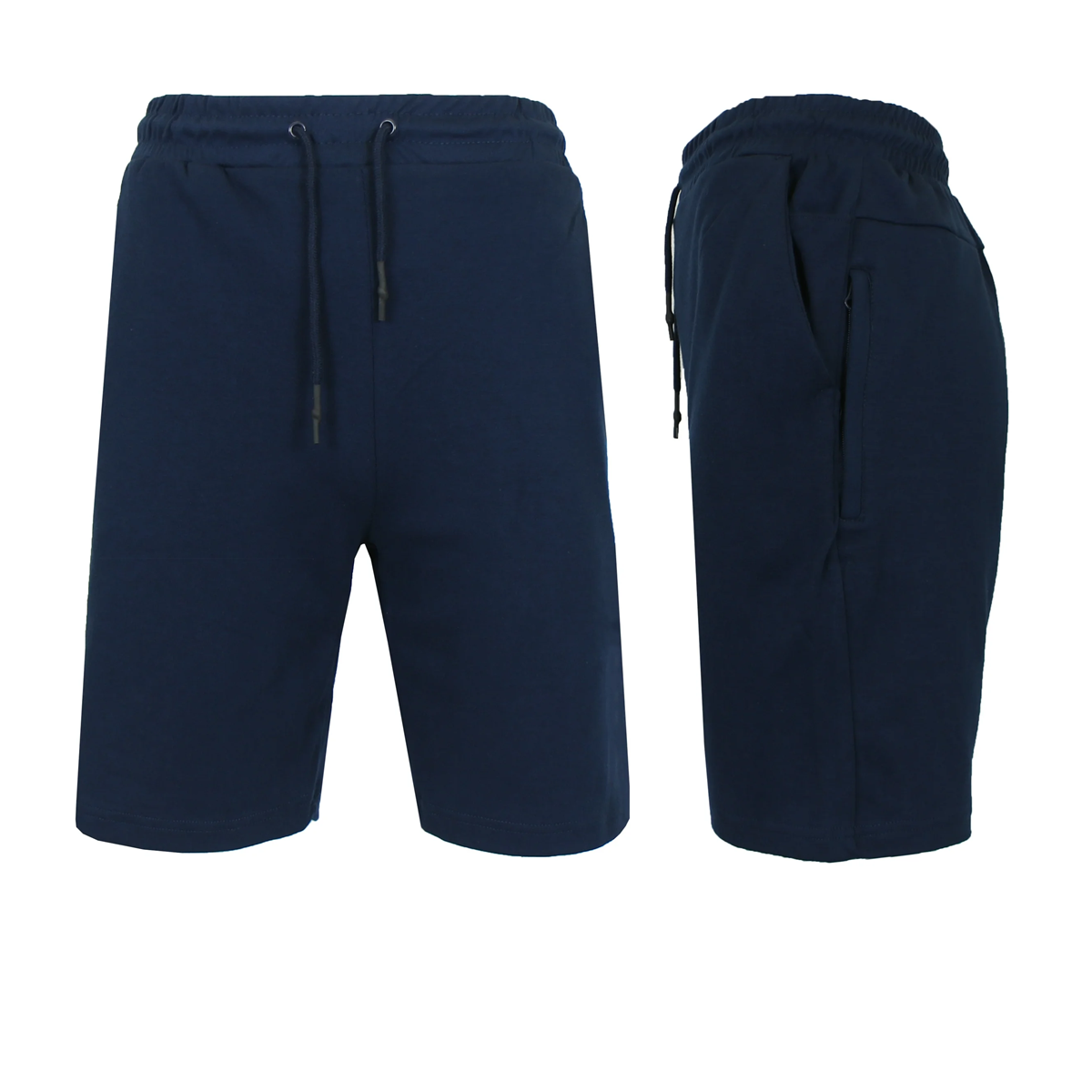 24 Pack Men's Lightweight Fleece Shorts with Zippered Pockets - Navy