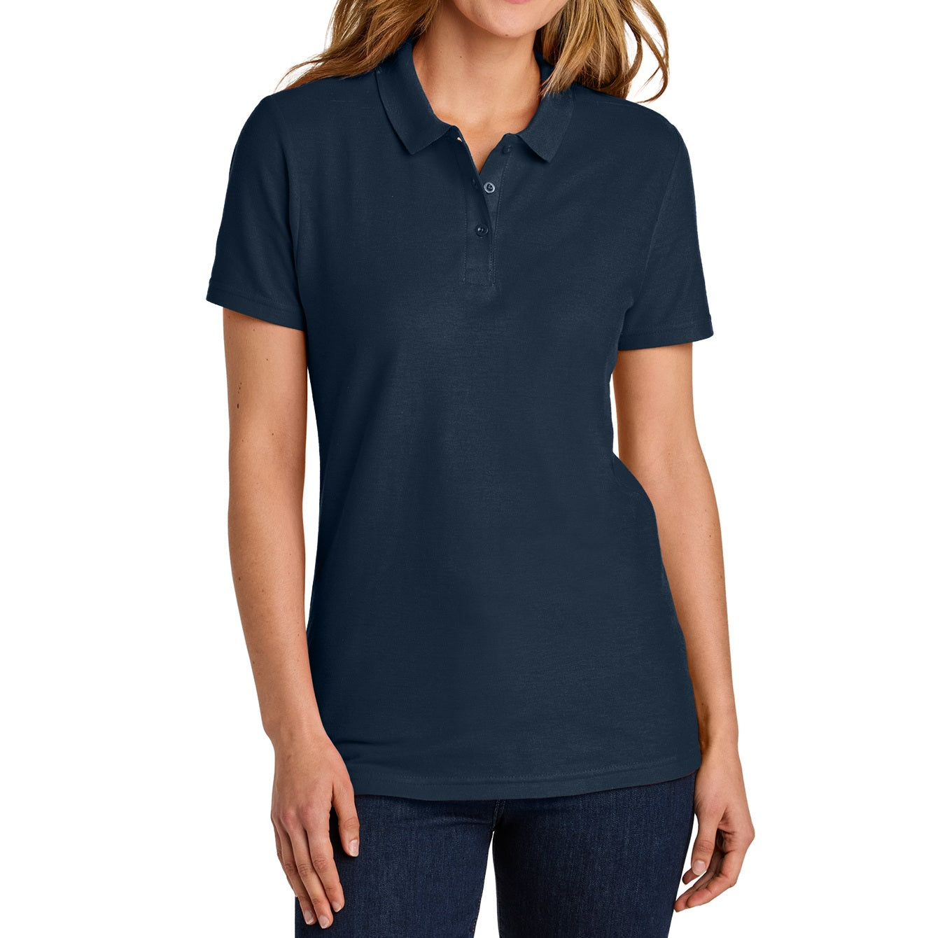 36 Pack Women's Short Sleeve Jersey Knit Polo Shirts - Navy