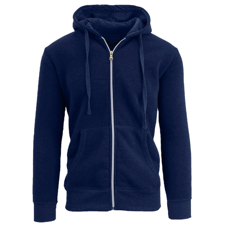 24 Pack Men's Fleece Zip Up Hoodie Sweatshirt in Navy
