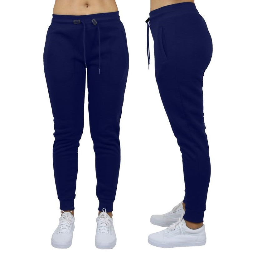 Wholesale Women's Fleece Jogger Sweatpants in Navy