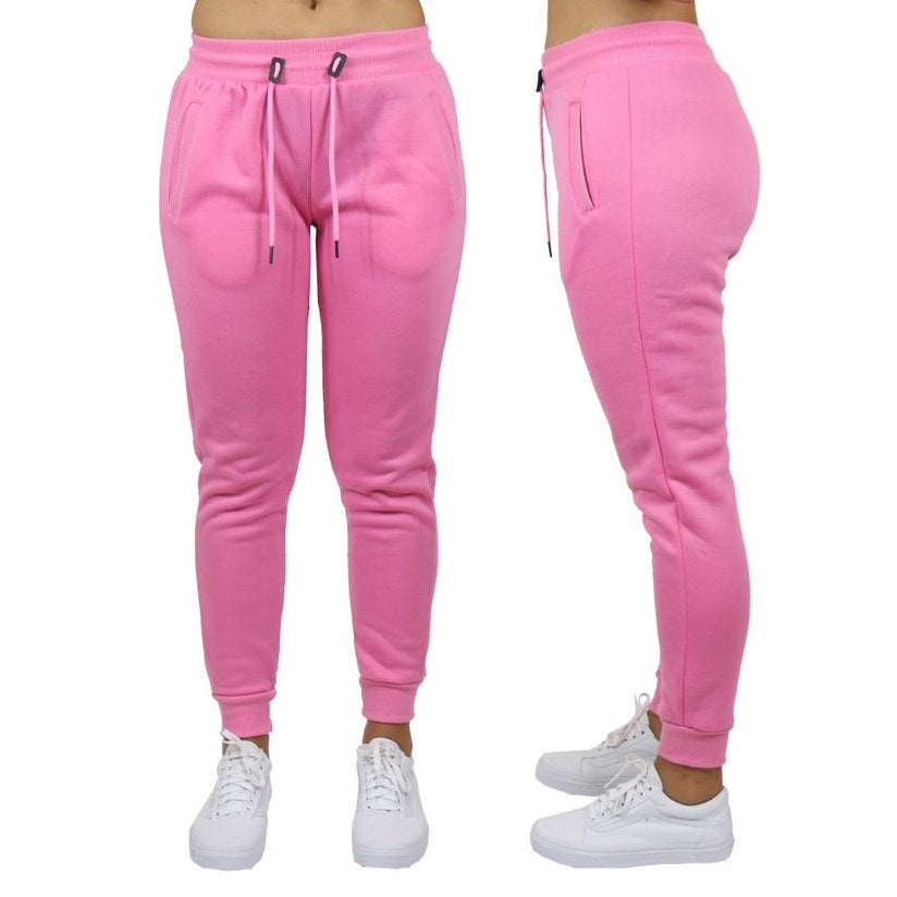 Wholesale Women's Fleece Jogger Sweatpants in Pink