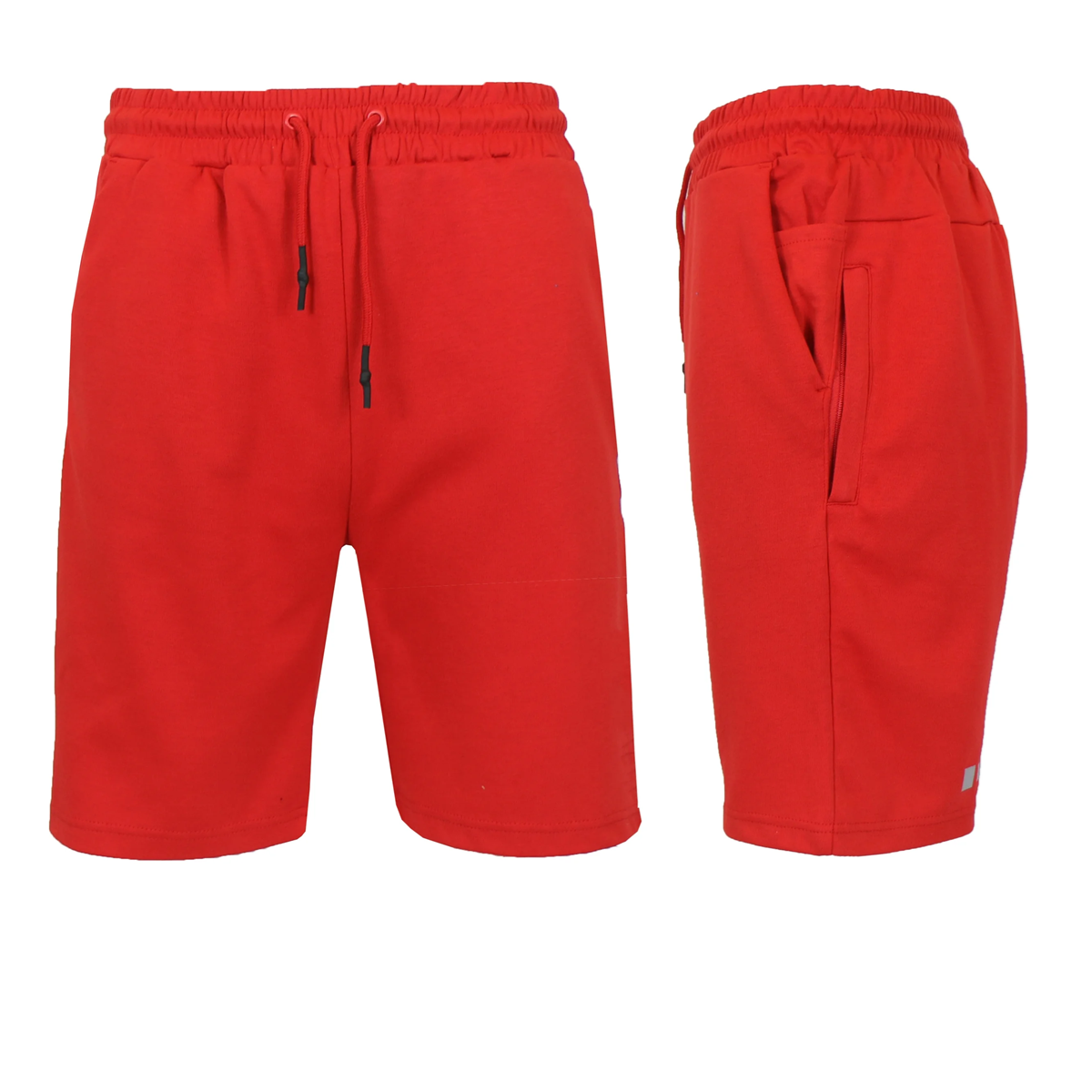 24 Pack Men's Lightweight Fleece Shorts with Zippered Pockets - Red
