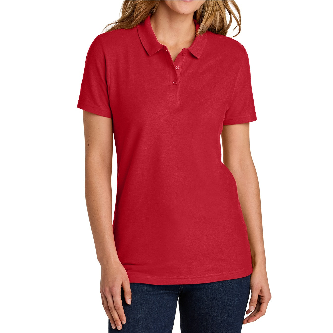 36 Pack Women's Short Sleeve Jersey Knit Polo Shirts - Red