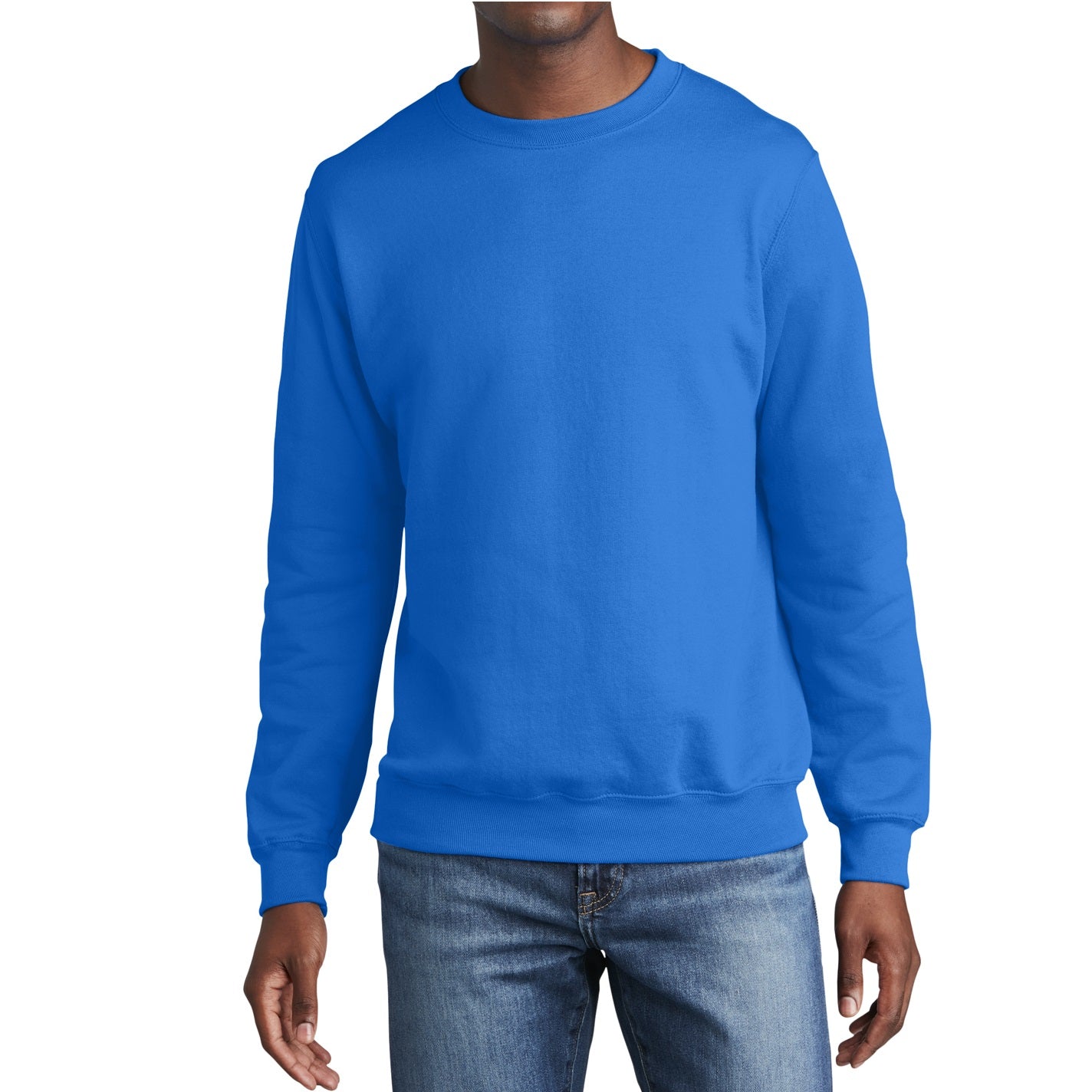 24 Pack Men's Fleece Crewneck Sweatshirt in Royal Blue