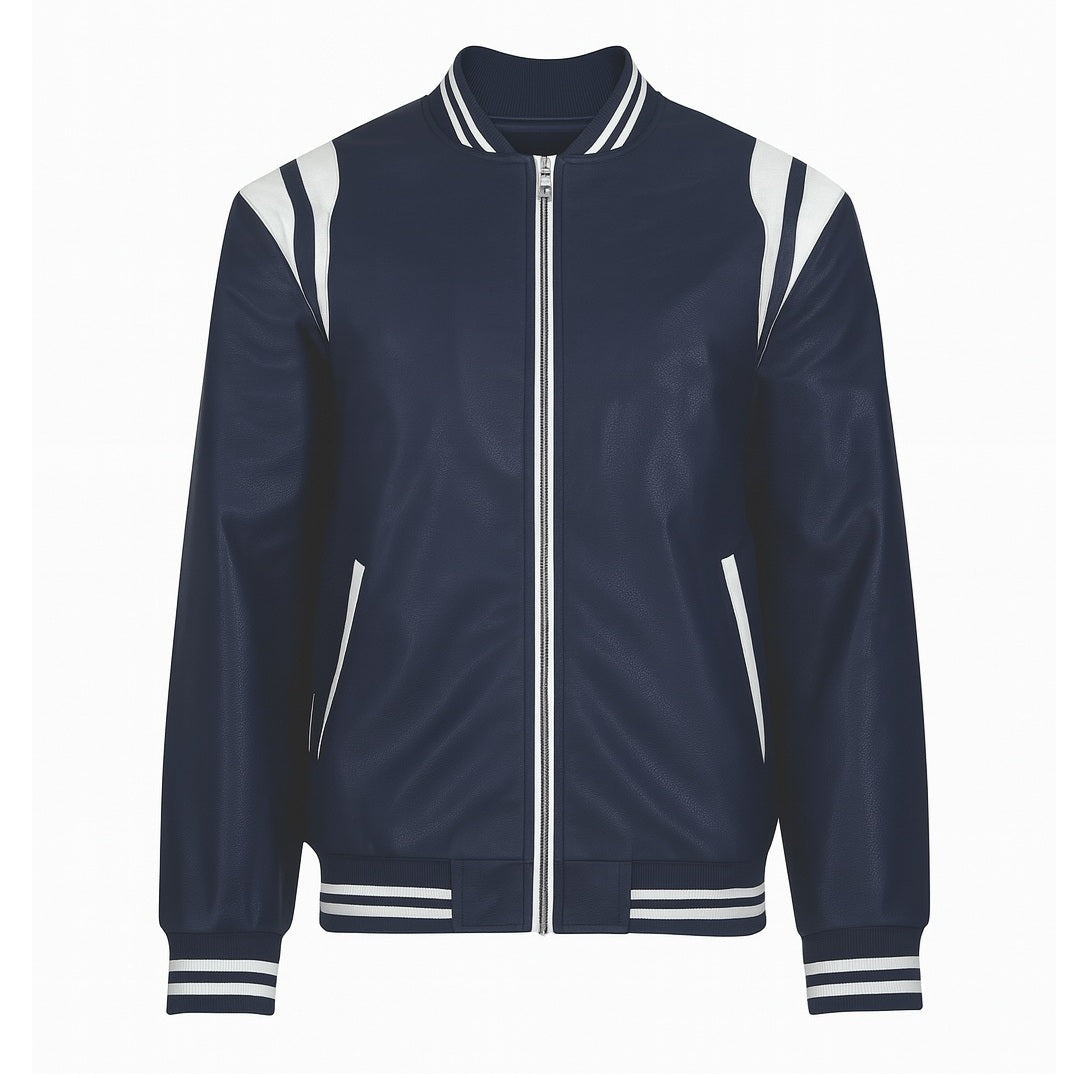 12 Pack Adult Faux Leather Varsity Jacket in Navy