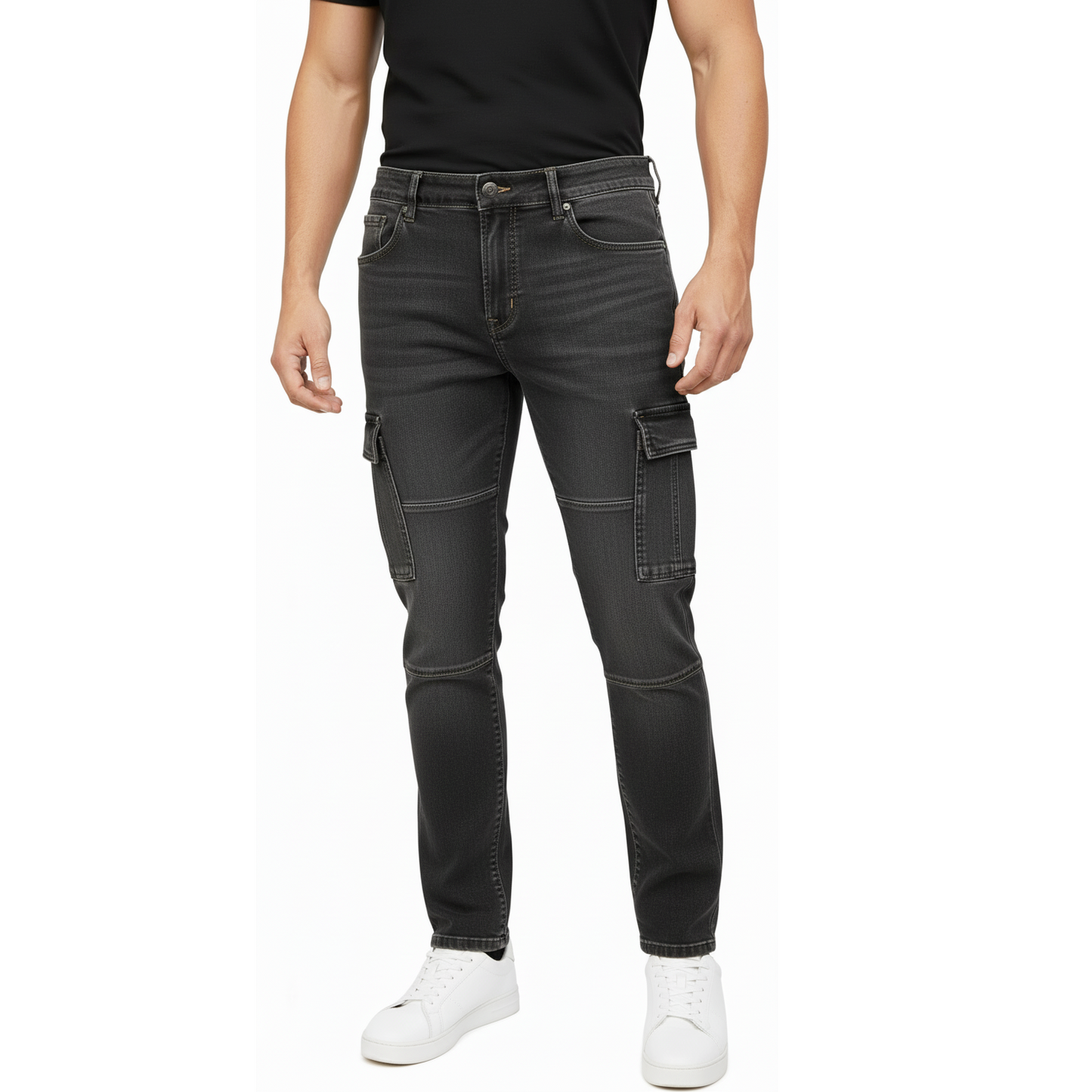 24 Pack Men's Premium Cargo Stretch Jeans in Black