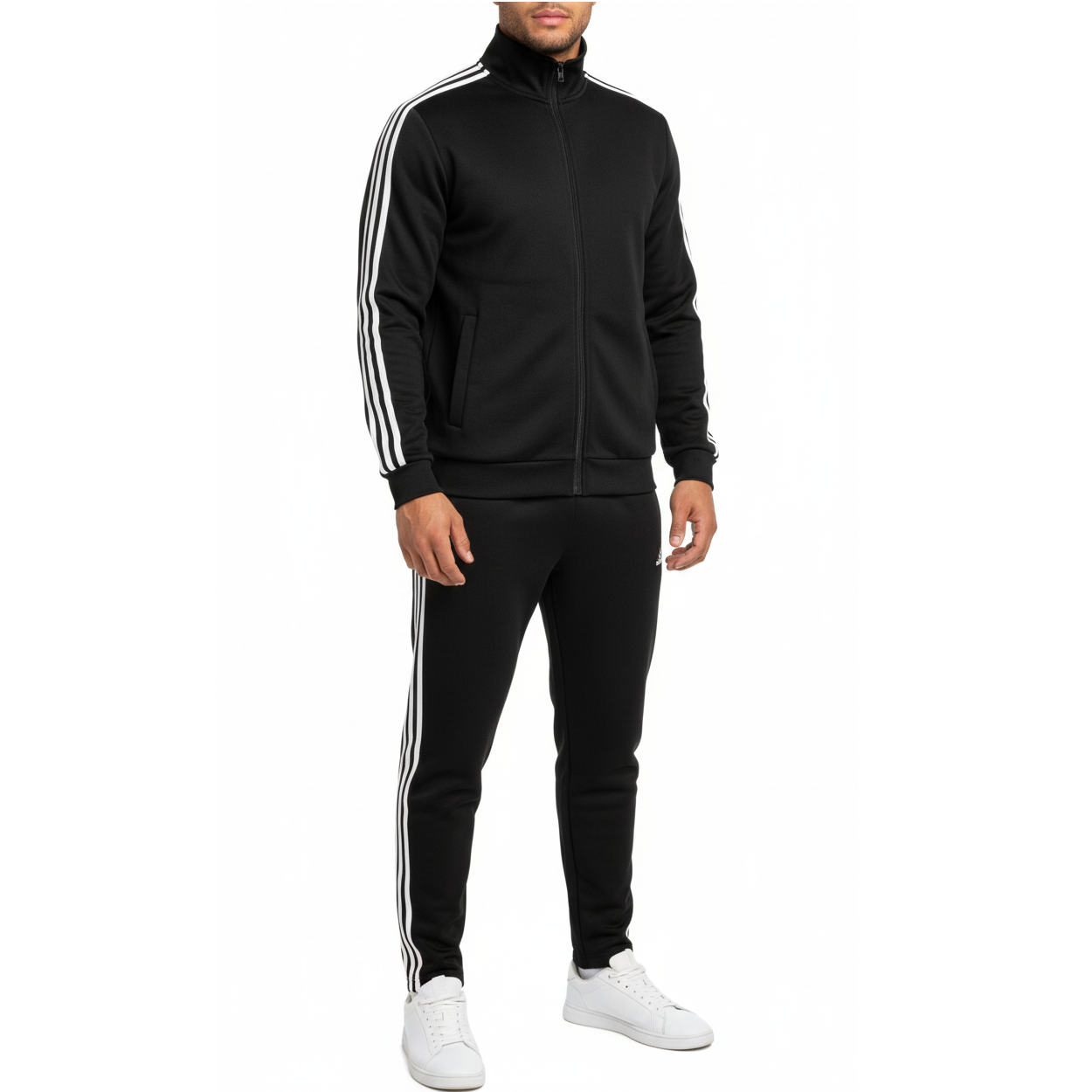 12 Pack Men's Adult Tech Fleece Full Zip Jacket & Jogger Set in Black