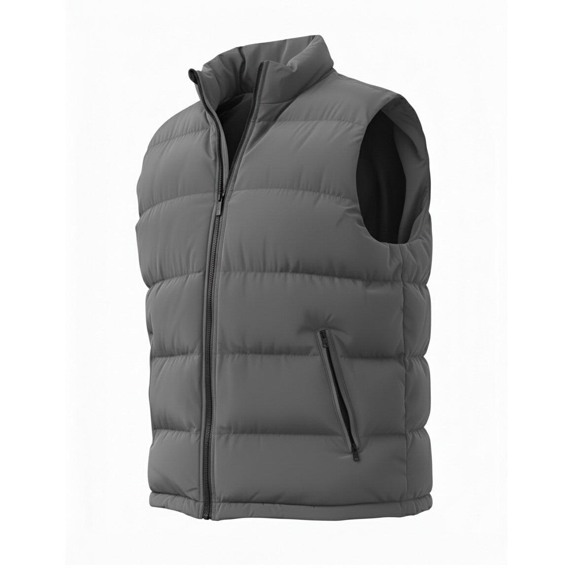 12 Pack Adult Zip Up Puffer Vest in Grey