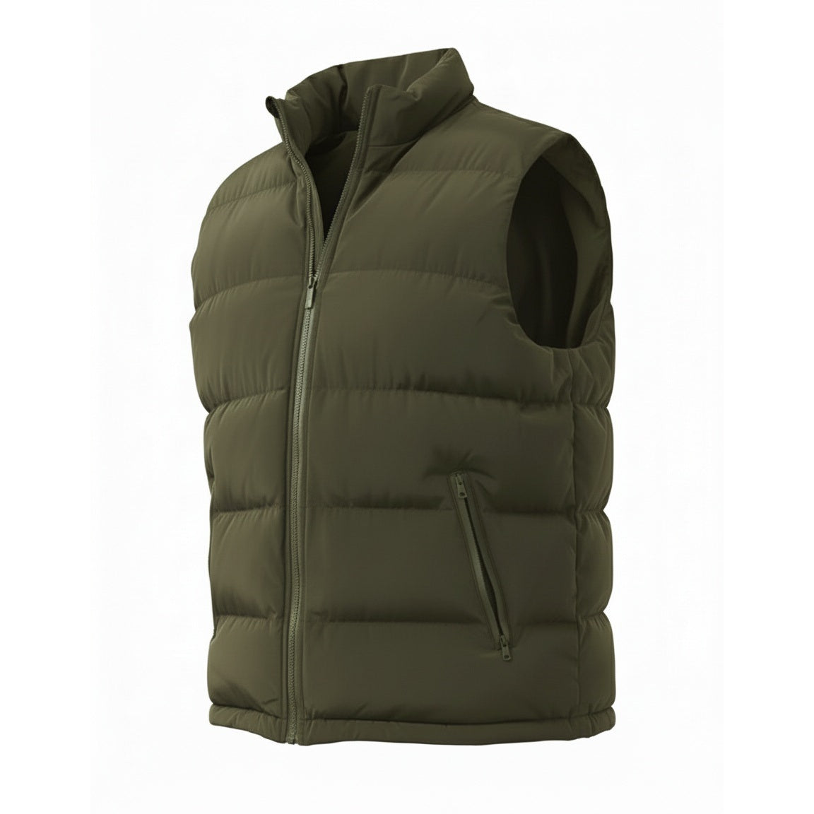 12 Pack Adult Zip Up Puffer Vest in Olive
