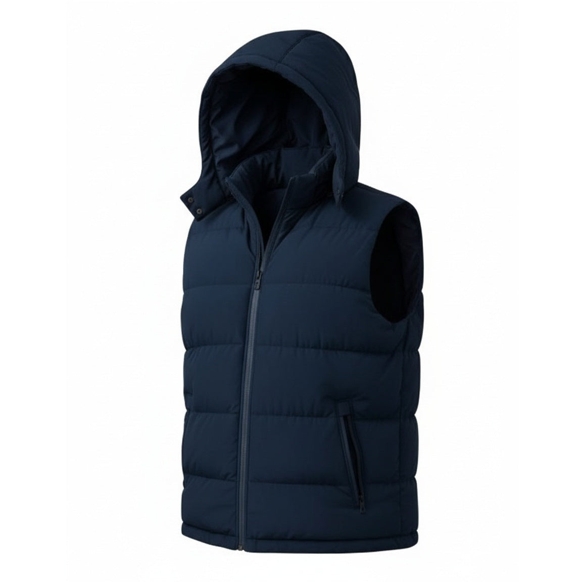 12 Pack Adult Zip Up Hooded Puffer Vest in Navy