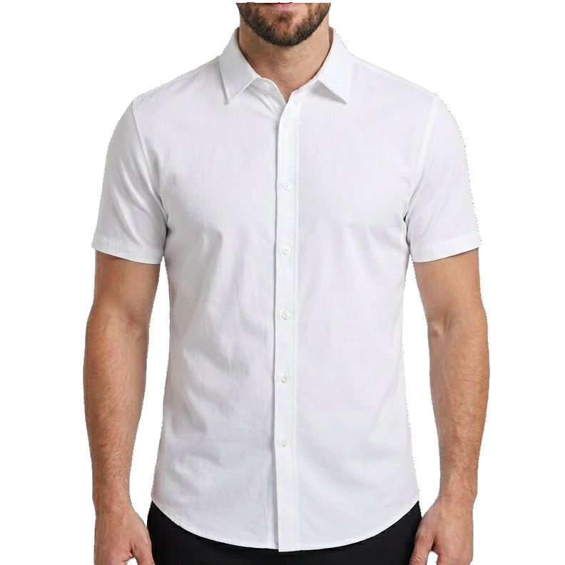 24 Pack Men's Short Sleeve Knit Button-Down Shirt in White