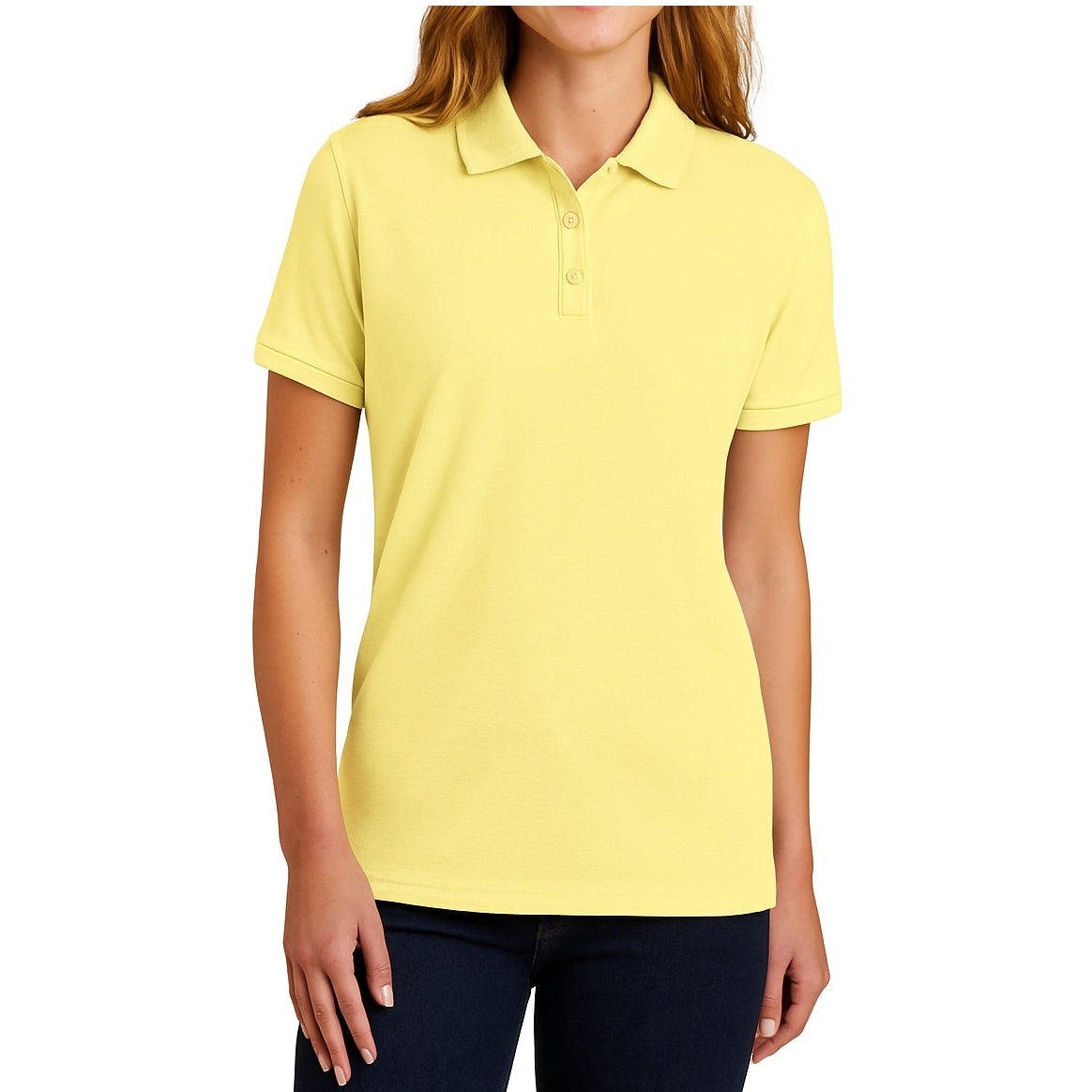 36 Pack Women's Short Sleeve Jersey Knit Polo Shirts - Yellow