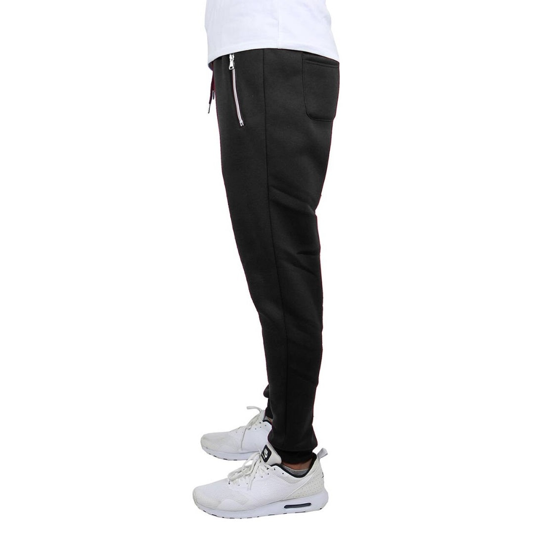 24 Pack Men's Fleece Jogger Sweatpants with Zipper Pockets - Black