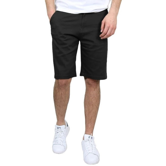 24 Pack Wholesale Men's Stretch Chino Slim Fit Shorts in Black
