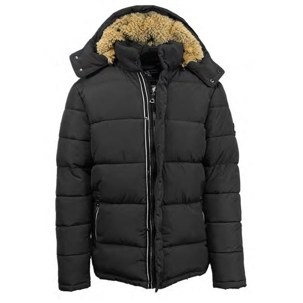 24 Pack Men's Bubble Parka Jacket with Sherpa Lined Hood - Navy