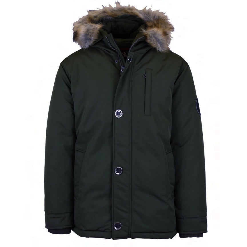 24 Pack Men's Heavyweight Parka Jacket with Fur Hood – Black