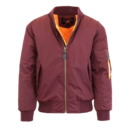 Men's Bomber Flight Jacket in Burgundy