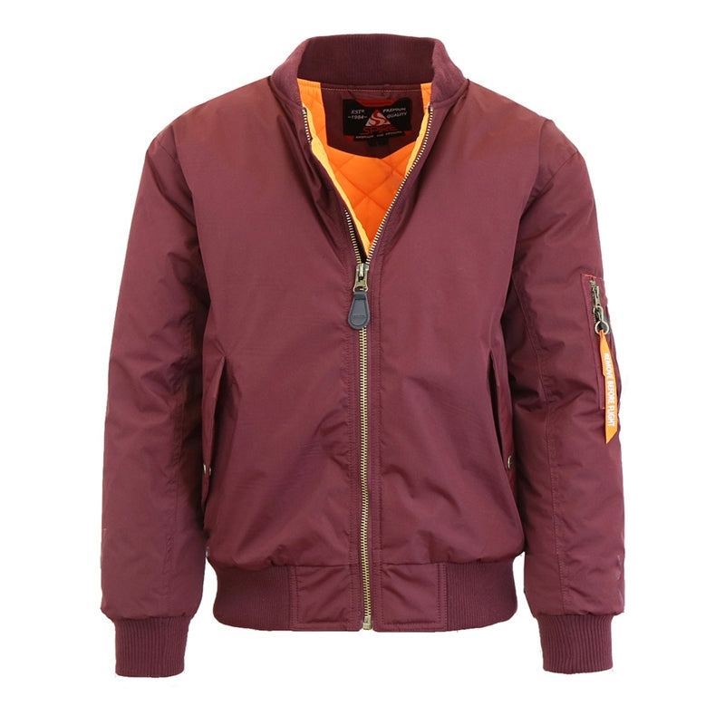 24 Pack Men's Heavyweight Bomber Flight Jacket - Burgundy