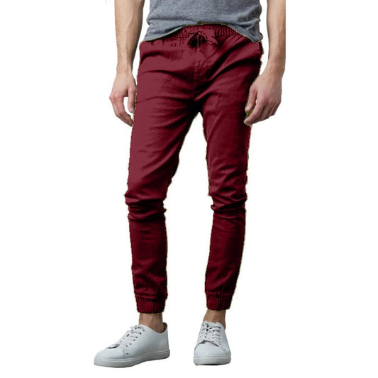 24 Pack Men's Stretch Drawstring Twill Joggers - Burgundy