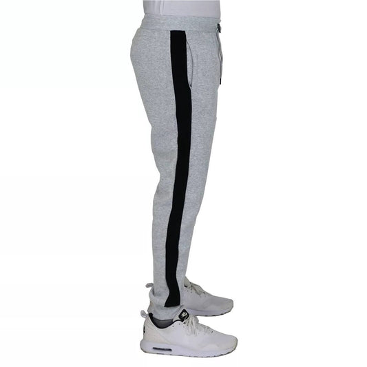24 Pack Men's Fleece Jogger Sweatpants in Grey with Black Stripe