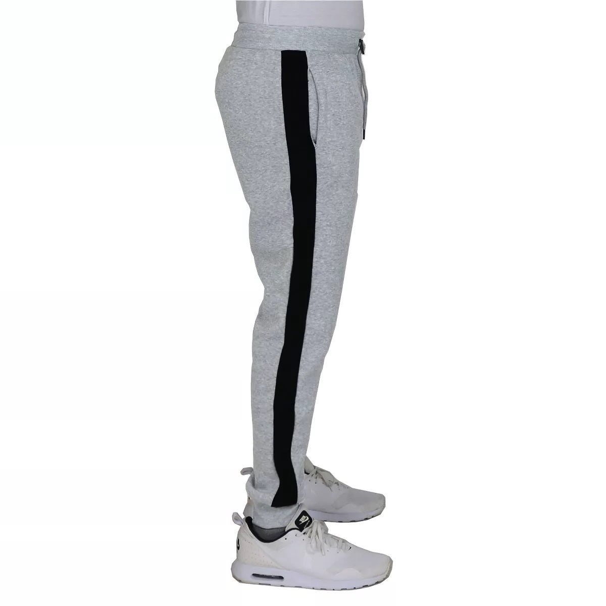 24 Pack Men's Fleece Jogger Sweatpants in Red with Black Stripe