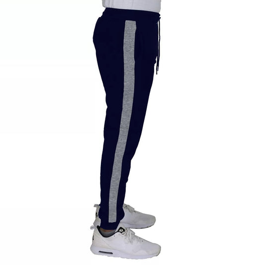 24 Pack Men's Fleece Jogger Sweatpants in Navy with Grey Stripe