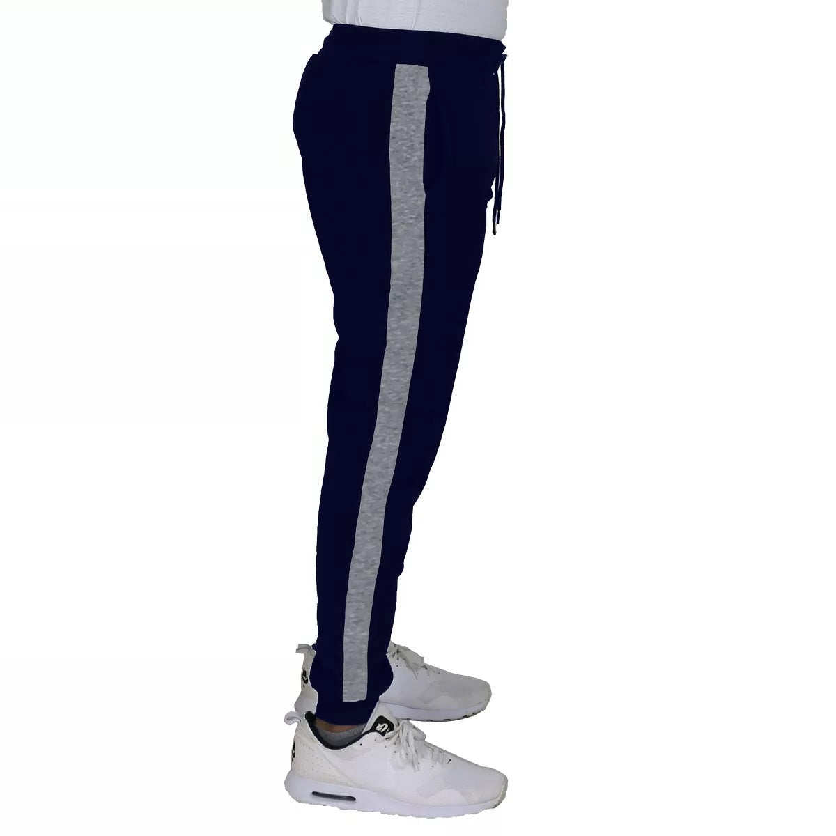 24 Pack Men's Fleece Jogger Sweatpants in Grey with Black Stripe