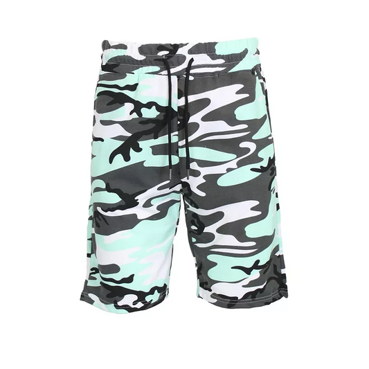 24 Pack Men's Camo Lightweight Fleece Shorts - Mint Camo