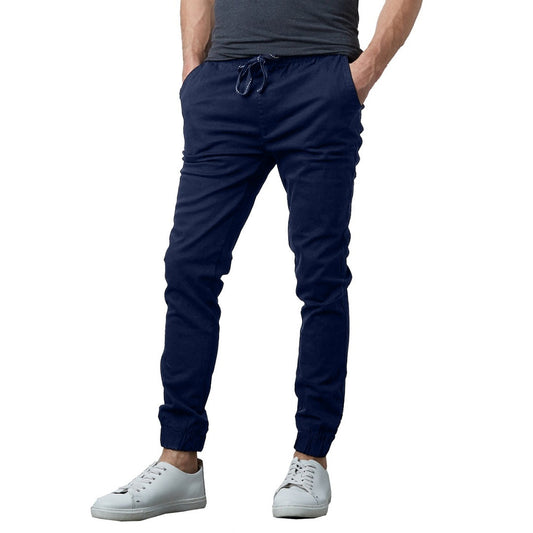 24 Pack Men's Stretch Drawstring Twill Joggers - Navy