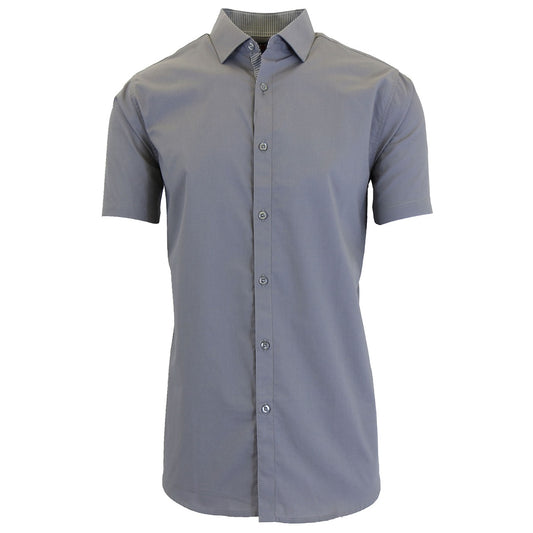 24 Pack Men's Short Sleeve Button Down Shirt in Grey