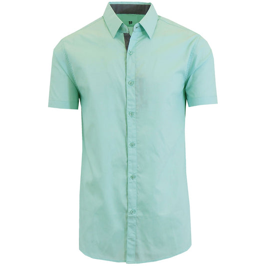 24 Pack Men's Short Sleeve Button Down Shirt in Mint