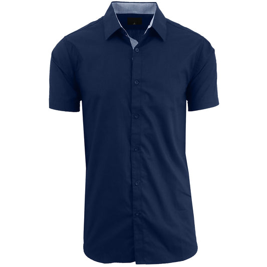 24 Pack Men's Short Sleeve Button Down Shirt in Navy