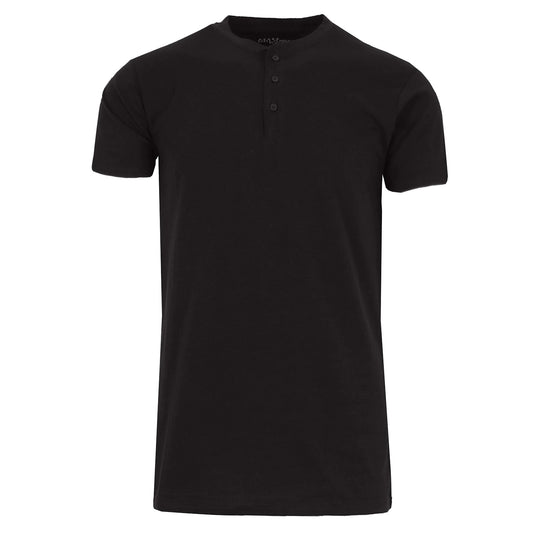 24 Pack Men's Classic Henley T-Shirt -  Black